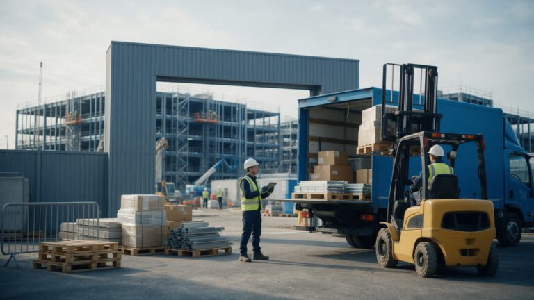 Baulogistik: Anlieferung auf einer Rechenzentrumsbaustelle