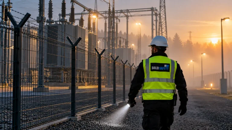 Streife am Umspannwerk im Morgennebel (KI-generiert)