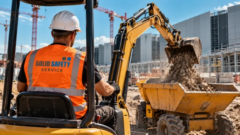 Plant operator: mini excavator loading a dumper (AI-generated)