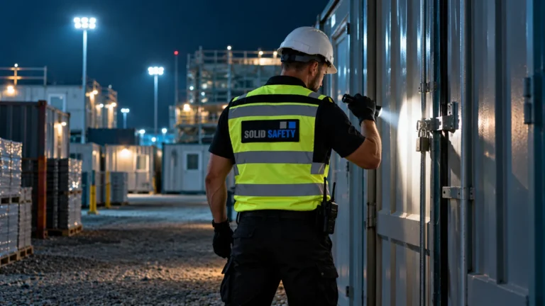 Nachtstreife kontrolliert die Baucontainer (KI-generiert)