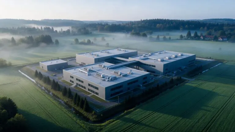 Aerial view of a data center campus