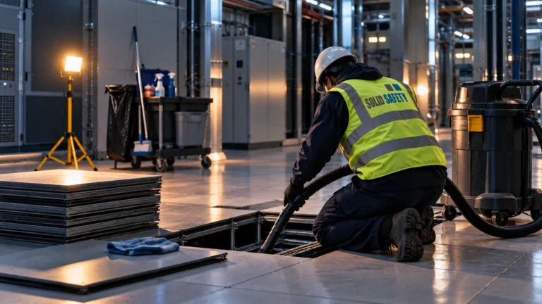 Reinigung einer Data Hall im Ausbau